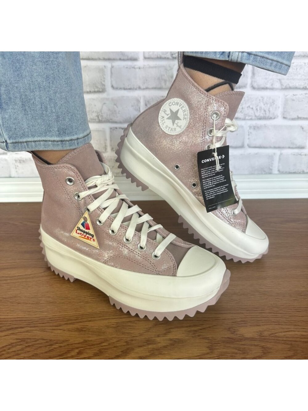 ⭐Converse Run Star Hike Hi Platform Glitter 9.5 Women Shoes Sneaker Pink A11578C